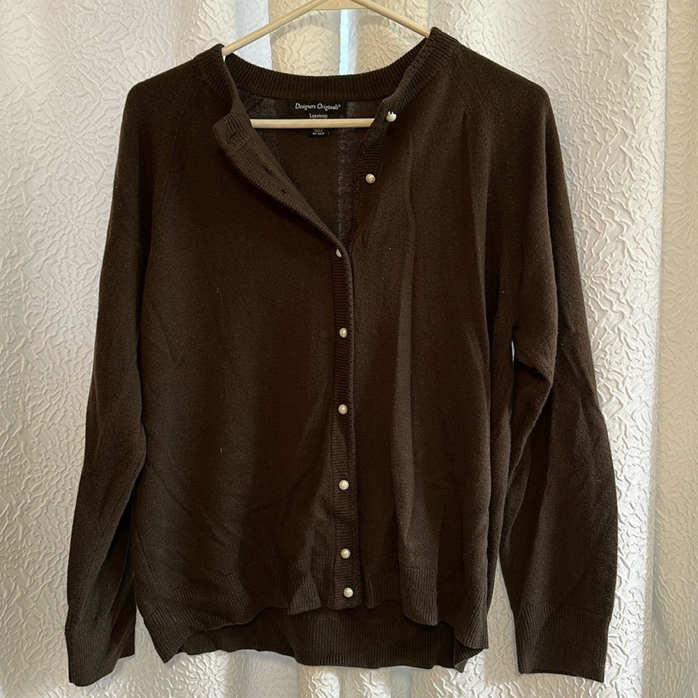 Brown super soft button down sweater